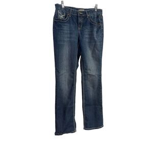 Earl Jean Womens Blue Low Rise Relaxed Straight Crop Jeans Size 6
